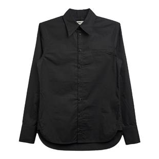 SOD Co. 刺绣复古大尖领衬衫 黑色合身简约cleanfit百搭纯棉长袖