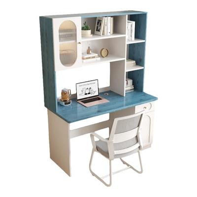 实木家用卧室奶油风书桌书架一体