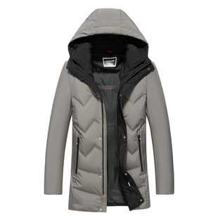 皮尔卡丹男士羽绒服2025冬季新款高端品牌中长款加厚百搭连帽外套