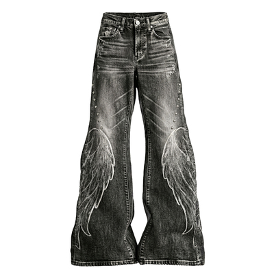 梁拌泡菜#天使#做旧翅膀微喇裤