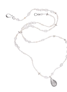 春夏欧美海螺白水晶天然石串珠项链极简海洋清新浪漫自由轻奢个性