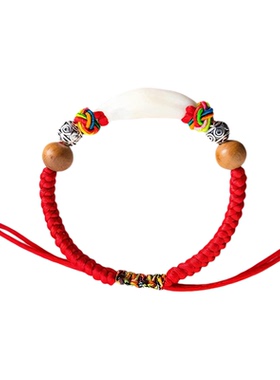 真银红绳手链新生婴儿平安福手链