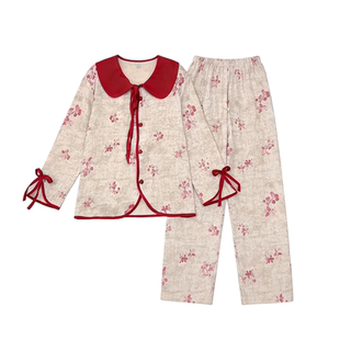 2026款新年红色新中式漂亮出门睡衣女士冬季可外穿家国风居服套装