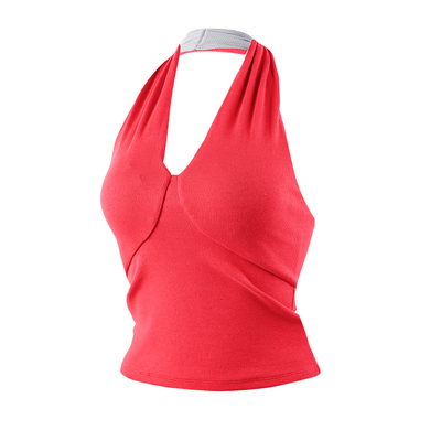 奔跑吧卡卡固定杯运动内衣女v领挂脖瑜伽普拉提美背背心健身防震