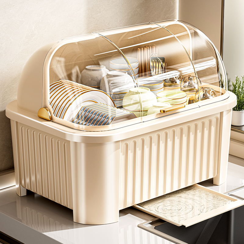 厨房碗碟收纳层架台面收纳盒家用放碗盘子碗筷置物架多功能沥水碗