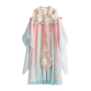 汉服女童2026春秋款儿童高端仙气中秋玉兔襦裙女孩粉色公主连衣裙