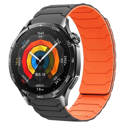 新铠甲纹理适用华为磁吸硅胶表带