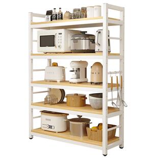 厨房置物架落地多层家用一体靠墙货架储物柜多功能微波炉收纳架子