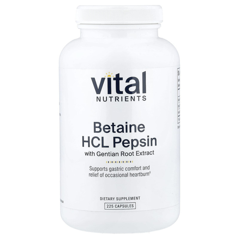 Vital Nutrients盐酸甜菜碱胃蛋白酶龙胆根提取物肠胃健康