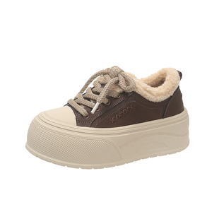 三福厚底棉鞋女2025冬季新款百搭增高板鞋休闲复古加绒保暖冬鞋子