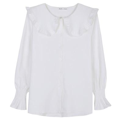 甜美风秋季别致设计感泡泡袖上衣