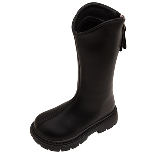 女童靴子2025秋冬新款儿童鞋子女孩高筒靴单靴二棉加绒棉靴皮靴潮