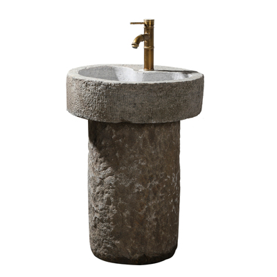 老旧石槽洗手盆圆形庭院