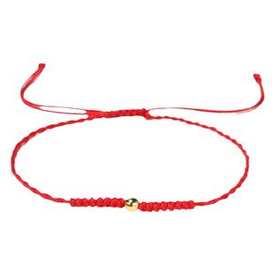 原创编织14k金珠红绳戒指手链女ins纯银好运珠不掉色简约情侣一对