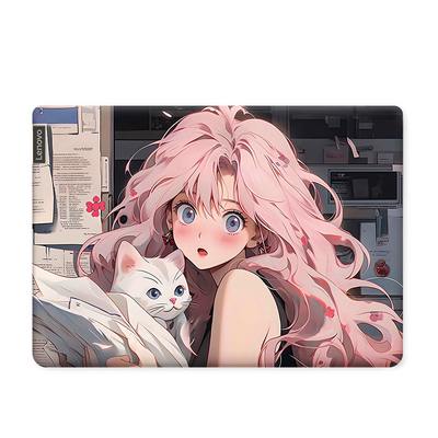猫咪少女简约电脑贴纸适用联想