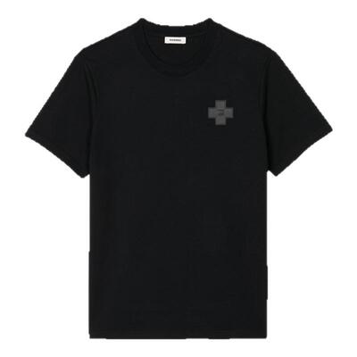 SANDRO男装简约十字纹黑色T恤
