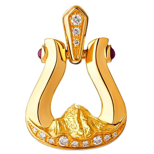 超定婚戒原创马蹄扣黄金吊坠999足金项链挂坠情人节礼物 马踏寻山