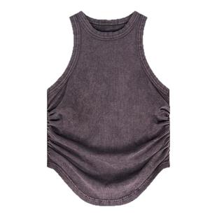 SUN90 美式复古街头辣妹风工装背心女爵士街舞穿搭无袖遮肉上衣