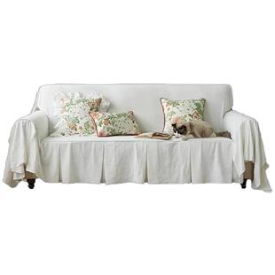 法式亚麻沙发盖布 田园全包四季通用沙发套罩组合盖巾防滑定制