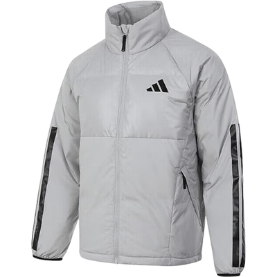 阿迪达斯男士立领条纹休闲羽绒服