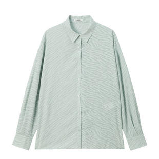 MURUA26夏季新品日系透明女天丝混纺斑马纹短款衬衫0126204051