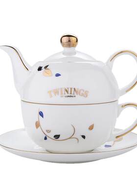 twinings英国川宁烫金陶瓷子母壶