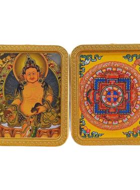 纯手绘西藏唐卡吊坠佛牌项链扎基拉姆黄财神绿度母招财转运不掉色