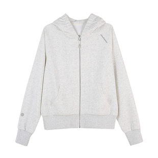 云上生活【初绵】复合牛奶丝拉链连帽外套女款2026春新款显瘦上衣