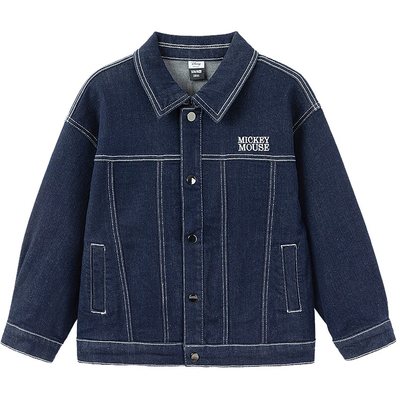 【迪士尼米奇IP】森马儿童牛仔外套2025春新款撞色绣花夹克男童装