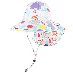 【时尚】lackpard儿童渔夫帽冬季户外防晒帽大檐遮阳帽护颈太阳帽