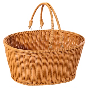 仿藤篮编织手提篮户外收纳篮水果篮蔬菜筐野餐篮超市购物篮藤筐