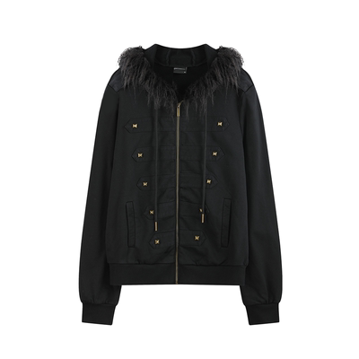 (noE)酵洗宫廷钉复古毛领卫衣