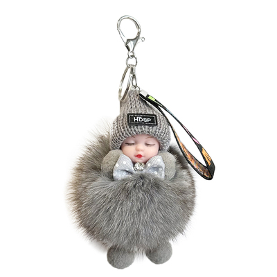 真狐狸毛可爱娃娃汽车钥匙扣挂件