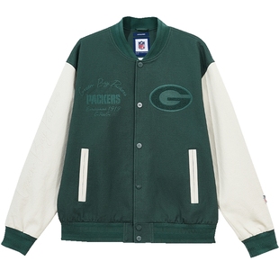 杰克琼斯24秋季新款NFL联名宽松纯棉舒适字母棒球领夹克外套男装
