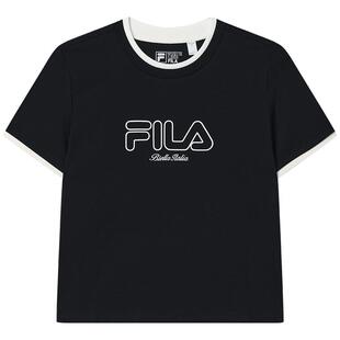 FILA 斐乐官方女子针织短袖衫秋新款时尚休闲简约撞色纯棉T恤