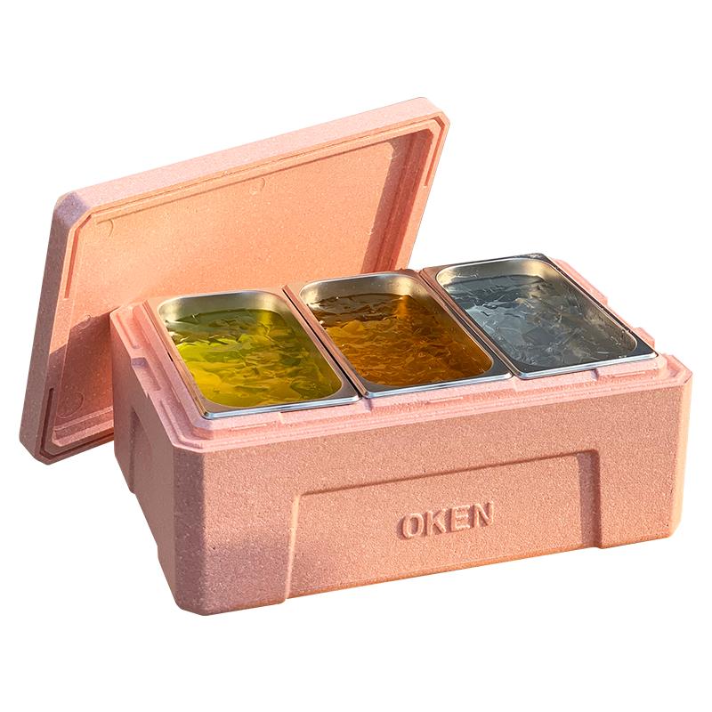 OKEN31升冰粉专用盒子冷藏保温箱芋圆小料芋泥冰保冷保鲜商用摆摊