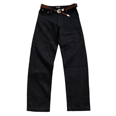 14.2oz重磅活性双染竹节纹理黑武士牛仔裤男原浆养牛款赤耳牛仔