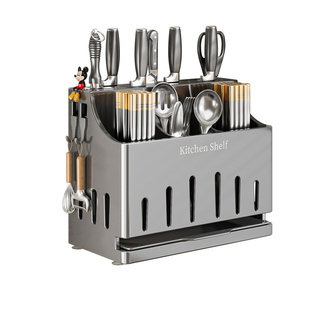 2025新款不锈钢厨房刀架置物架多功能菜刀具筷子筒筷笼一体收纳盒