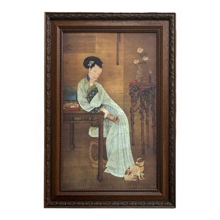 （春闺倦阅图）古代人物仕女图玄关茶室新中式复古挂画
