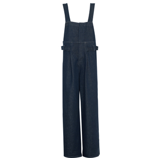 夏莫卡原牛蓝背带裤女2026新款阔腿活性染不易掉色连体牛仔裤6831