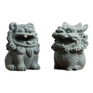 青砂造像衔笔狮麒麟 创意摆件镇纸文房四宝书法文创可爱