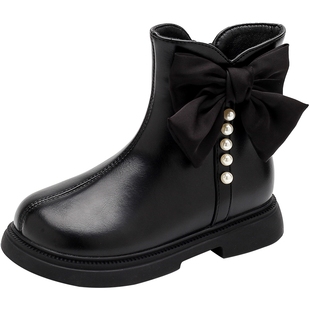 FVM女童鞋子儿童马丁短靴2025秋冬季新款小公主加绒宝宝女孩皮靴