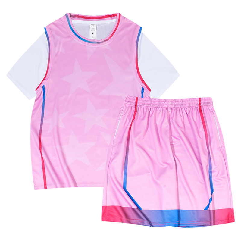儿童羽毛球服套装男女童中小学生训练队服假两件短袖高颜值球衣