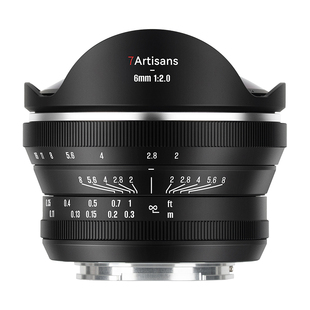 七工匠6mmF2广角鱼眼镜头适用索尼E口松下M43尼康z佳能富士X