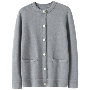 深巷院落~烟柳繁华！加厚100%纯山羊绒开衫女圆领纯羊绒毛衣外套