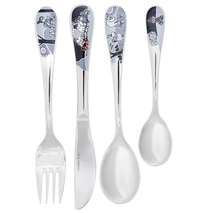 芬兰HACKMAN卡通姆明moomin不锈钢勺子叉子刀咖啡勺西餐餐具套装