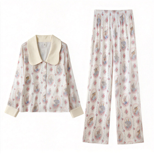 猫人冰丝睡衣女夏季带胸垫2026新款短袖短裤长裤三件套送闺蜜礼盒