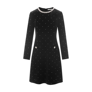 朗姿集团LIME莱茵丝绒连衣裙减龄收腰A摆浪漫气质显瘦25秋季新款