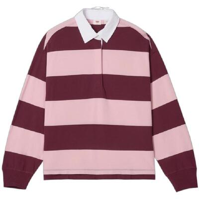 商场同款女士复古条纹Polo衫