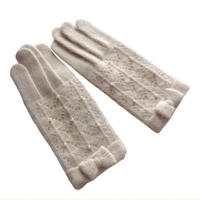 分指手套佐贺兔羊毛手工女双层